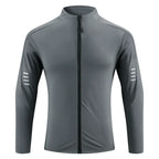 2025 Thin Spring/Summer Reflective Fitness Wear - Quick-Drying, Breathable, Zip-Up Outdoor Cycling/Running/Training Jacket