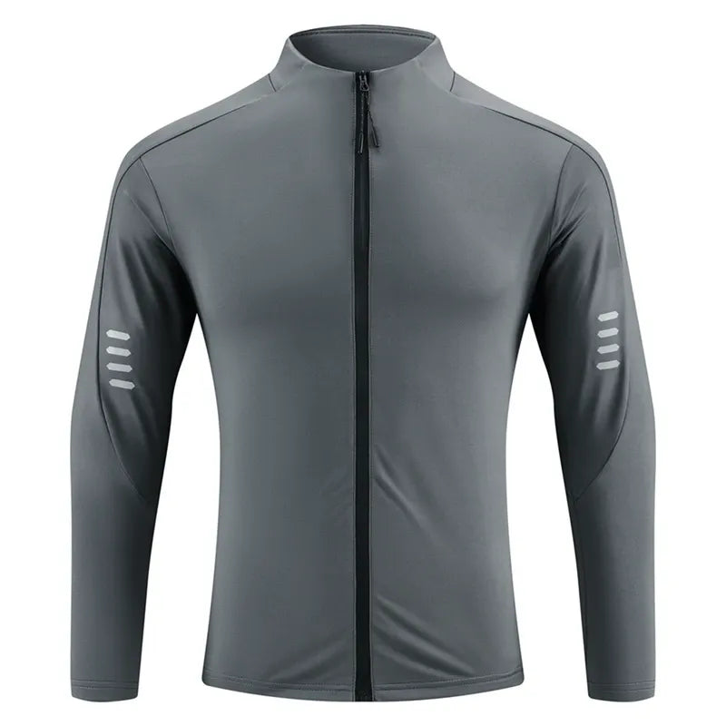 2025 Thin Spring/Summer Reflective Fitness Wear - Quick-Drying, Breathable, Zip-Up Outdoor Cycling/Running/Training Jacket