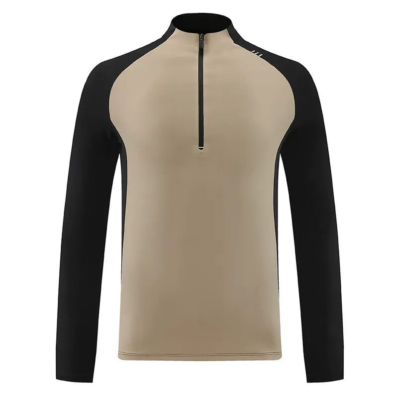 2025 New Outdoor Sports T-Shirt for Men - Standing Collar, Running Quick-Dry, Mountaineering/Hiking Casual Layering