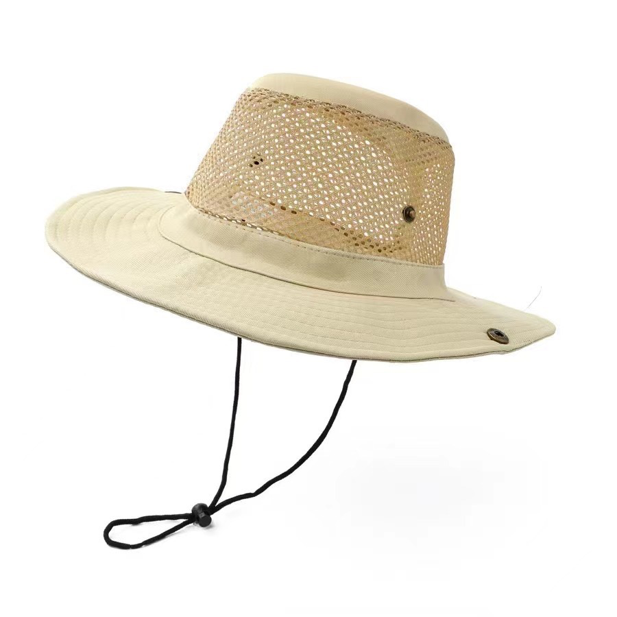 Solid Color Fisherman's Hat Summer Mesh Quick-Dry UV Protection Bucket Hat Flat Top Breathable Hat Men's and Women's Fishing Hat