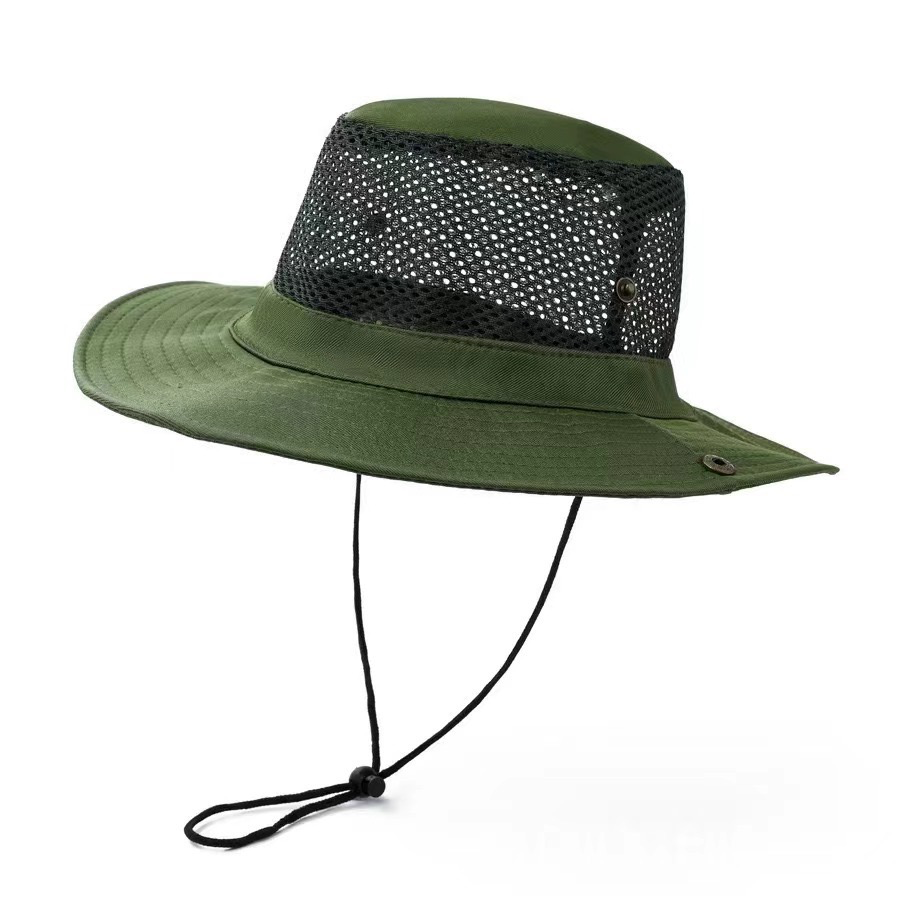 Solid Color Fisherman's Hat Summer Mesh Quick-Dry UV Protection Bucket Hat Flat Top Breathable Hat Men's and Women's Fishing Hat