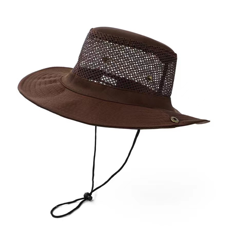 Solid Color Fisherman's Hat Summer Mesh Quick-Dry UV Protection Bucket Hat Flat Top Breathable Hat Men's and Women's Fishing Hat