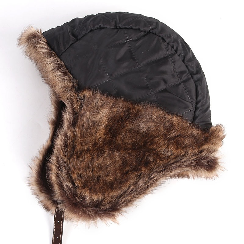 European PU Leather Mao Hat - Warm Winter Hat with Ear Flaps for Men's Skiing & Outdoor Use