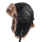 European PU Leather Mao Hat - Warm Winter Hat with Ear Flaps for Men's Skiing & Outdoor Use