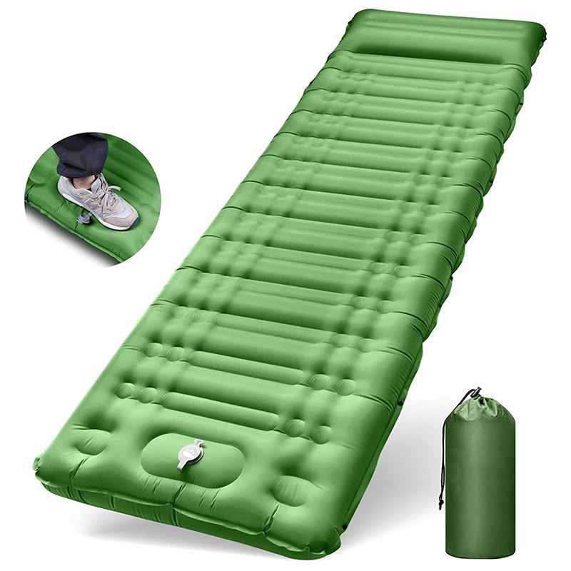 Inflatable Mat - Outdoor Portable Camping Sleeping Pad, Moisture-Proof Foot Inflatable Mattress, Camping Single-Person Strap-Thickened Air Mattress