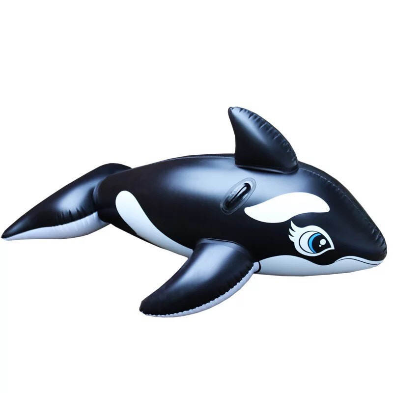 Dolphin Inflatable Mount - Whale Pool Ride Toy, Children/Adult Swimming Ring, Water Float Raft Bed