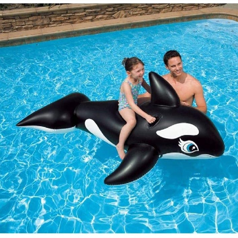 Dolphin Inflatable Mount - Whale Pool Ride Toy, Children/Adult Swimming Ring, Water Float Raft Bed