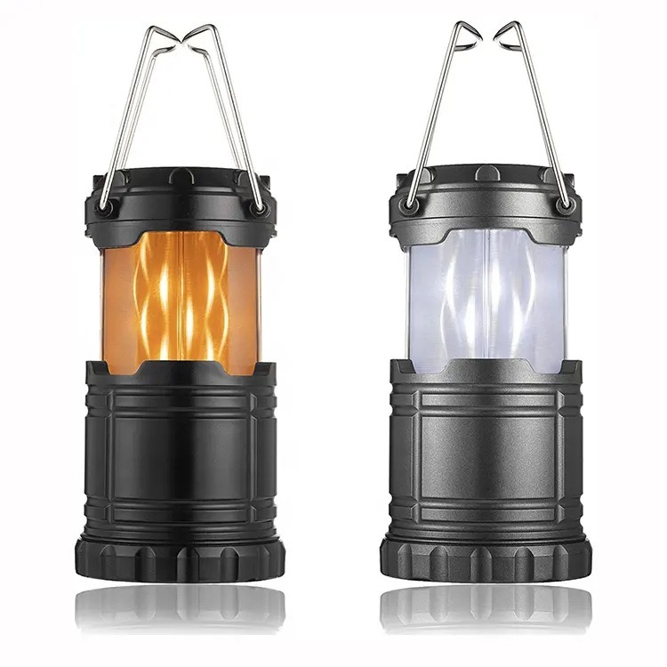 Dry Battery Plastic Handheld Kerosene Lamp - Outdoor Stretch Switch LED Camping Light, Emergency Night Market Carpet Flame Lamp