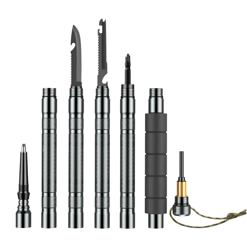 Trekking Pole - Folding Multi-Function Outdoor Hiking Trekking, Self-Defense Stick, Mountain Camping Gear Set, Crutch Screwdriver