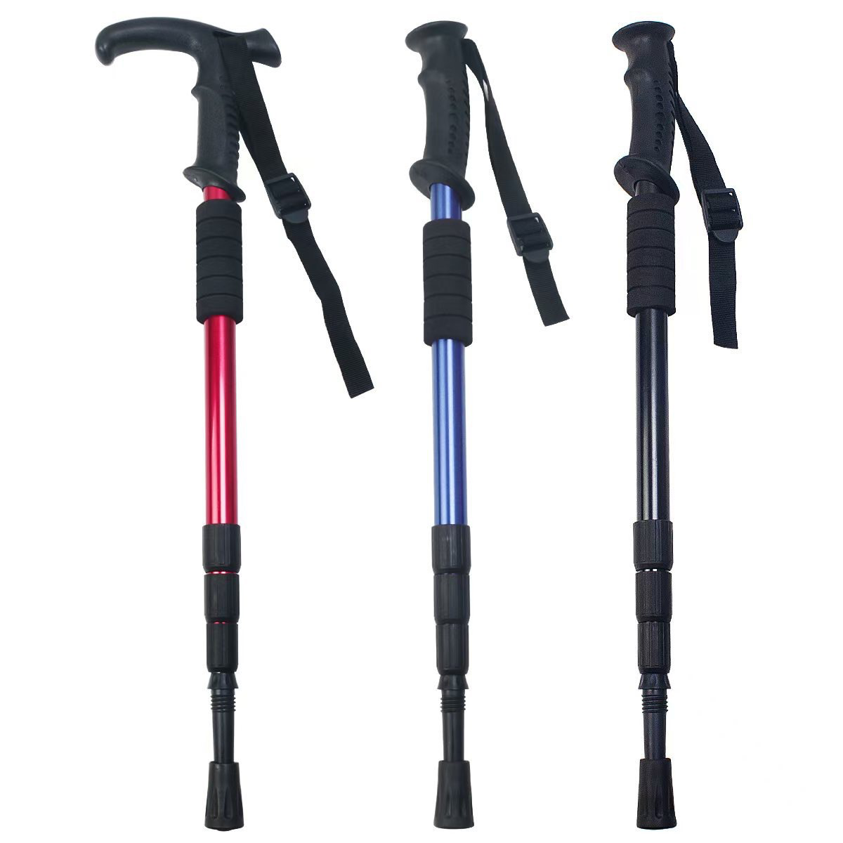Neutral 3-Section Straight Handle Aluminum Alloy Outdoor Trekking Stick - Telescopic Travel Stick, Hiking Walking Stick, Mountain Climbing Stick
