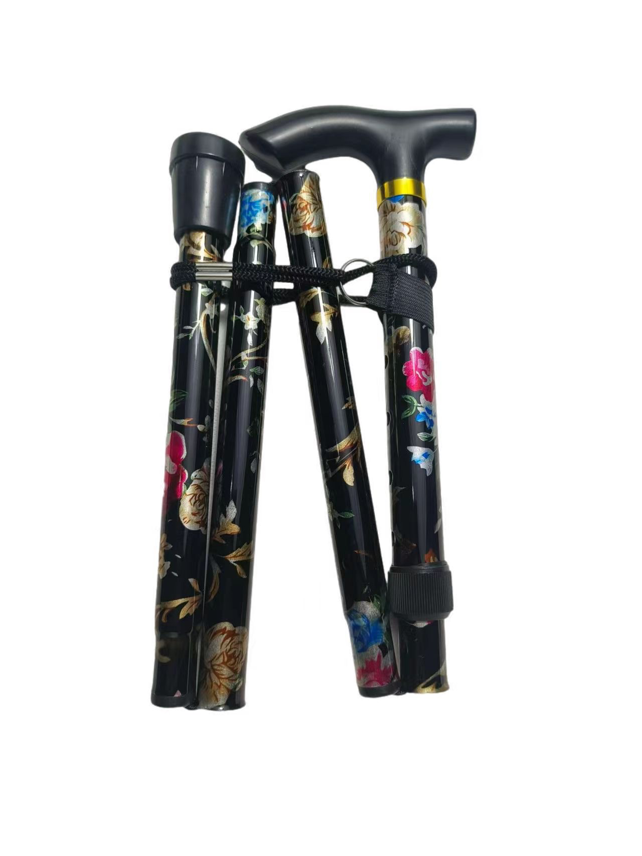 Aluminum Alloy Trekking Pole - Folding Telescopic Lightweight 5-Section Stick, Cross-Country Hiking Outdoor Stick, Portable Senior Stick