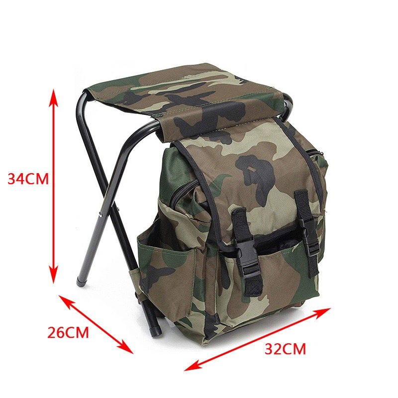 Camouflage Leisure Outdoor Portable Hiking Backpack Chair Foldable Fishing Stool Amazon Bestseller Camping Gear