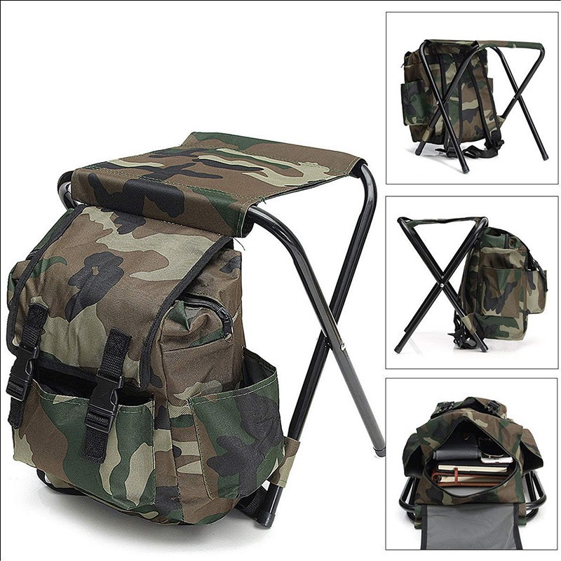 Camouflage Leisure Outdoor Portable Hiking Backpack Chair Foldable Fishing Stool Amazon Bestseller Camping Gear