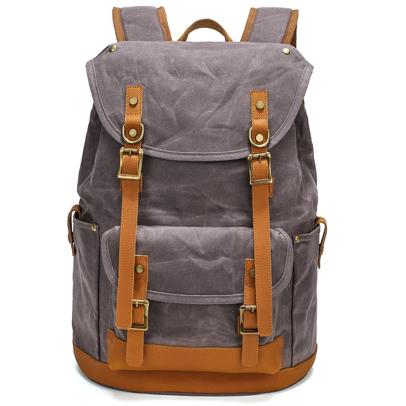 Vintage oil wax Canvas Backpack outdoor waterproof large capacity mountaineering multi-functional Backpack