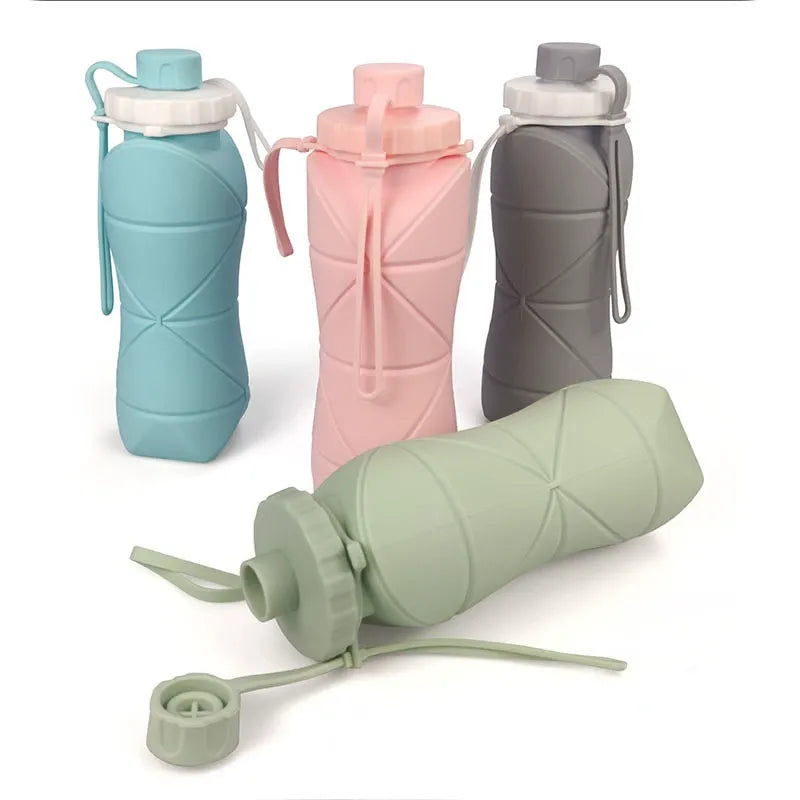 Leton Silicone Folding Water Bottle Large Capacity Sports Flask Outdoor Travel Cup Portable Compressible Flask Wholesale