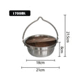 Outdoor Camping Portable 304 Stainless Steel Camping Pot Campfire Hanging Pot Cooking Pot Wood Lid Portable Pot