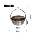 Outdoor Camping Portable 304 Stainless Steel Camping Pot Campfire Hanging Pot Cooking Pot Wood Lid Portable Pot