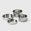 Outdoor Stainless Steel Cookset 4-Piece Set Portable Picnic Camping Pot Foldable Combination Cookware Set