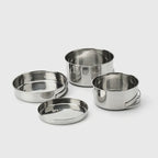 Outdoor Stainless Steel Cookset 4-Piece Set Portable Picnic Camping Pot Foldable Combination Cookware Set