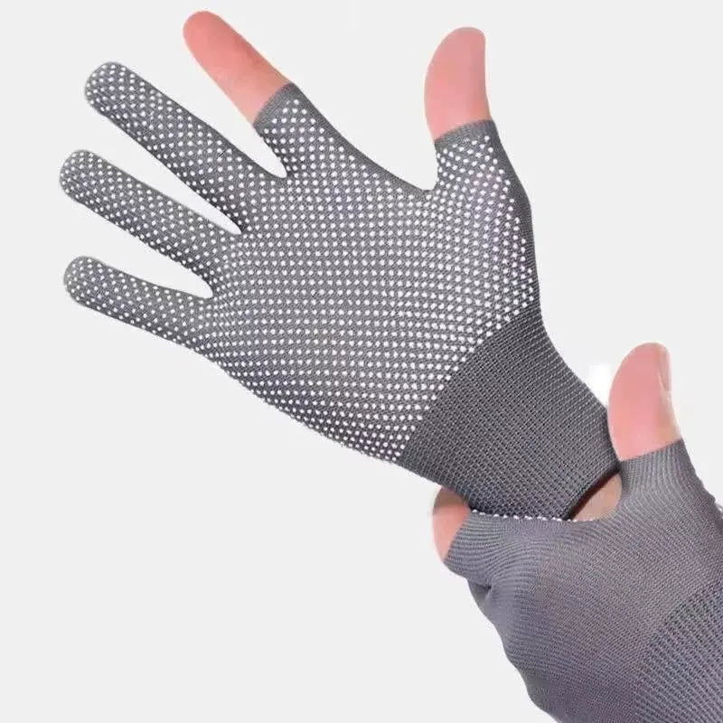 Women's Summer UV Protection Tea-Picking Protective Adhesive-Proof Cycling Outdoor Men's 2-Finger Separated Touchscreen Thin Gloves