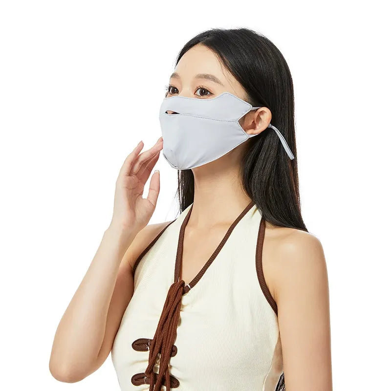 New ice silk sunscreen mask for women in summer, breathable sunshade, same style face protection and UV protection mask