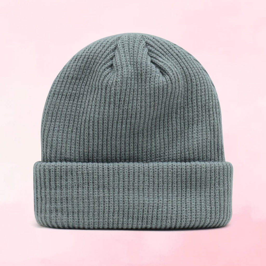 Men's and women's solid color printed autumn and winter knitted hats, fashionable and warm, coarse grain woolen hats, embroidered