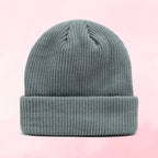 Men's and women's solid color printed autumn and winter knitted hats, fashionable and warm, coarse grain woolen hats, embroidered